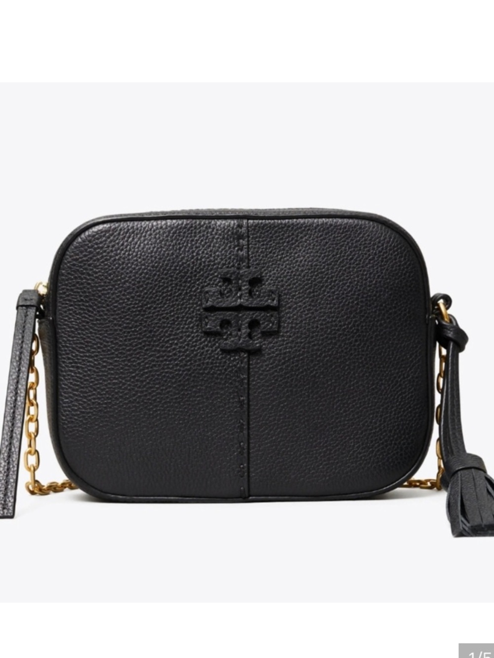 Tory Burch McGraw Black Leather Crossbody Camera Bag